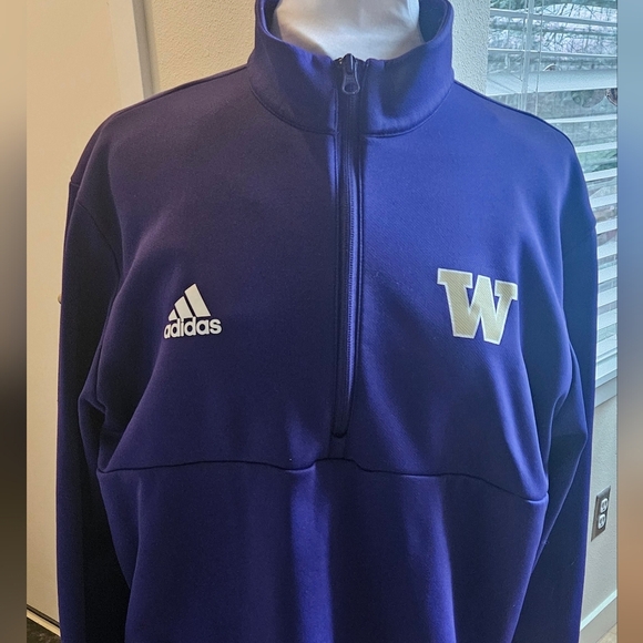Adidas UW Quarter Zip Fleece Long Sleeve Pullover Men's L - Picture 1 of 4